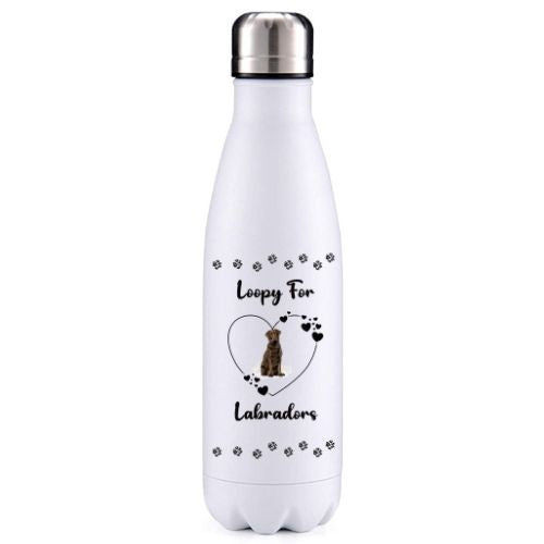 Loopy for Labradors (Chocolate) dog obsession insulated metal bottle