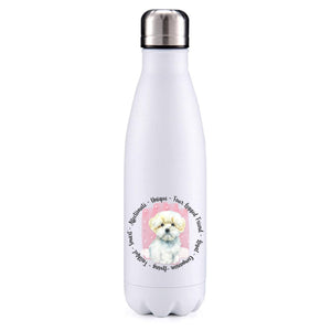 Maltese pink insulated metal bottle
