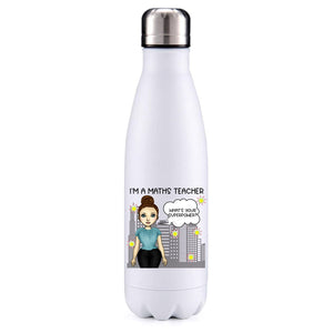 Maths Teacher female brown hair insulated metal bottle