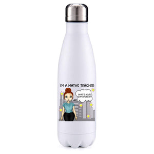 Maths Teacher female red hair insulated metal bottle