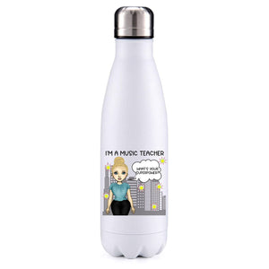 Music Teacher female blonde hair insulated metal bottle