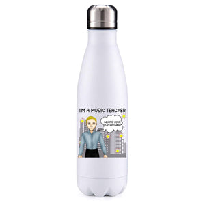 Music Teacher male blonde hair insulated metal bottle