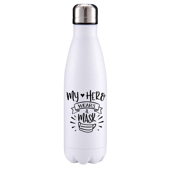 My hero wears a mask NHS superworker inspired insulated metal bottle