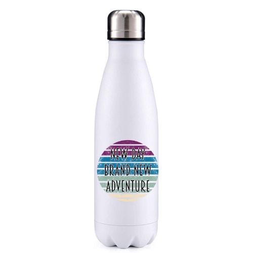 New Day New Adventure motivational insulated metal bottle