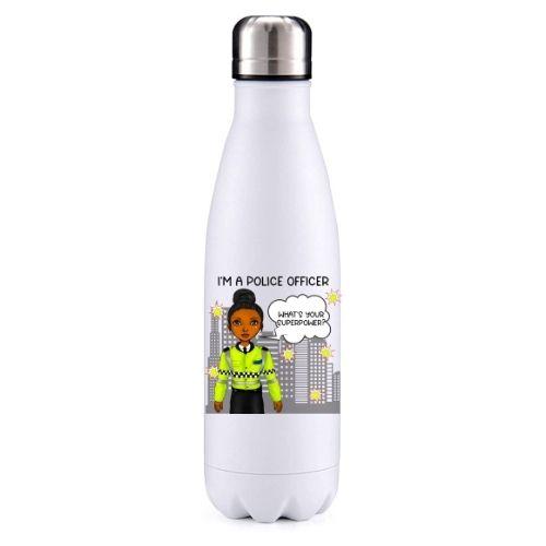 Police female tanned skin key worker insulated metal bottle
