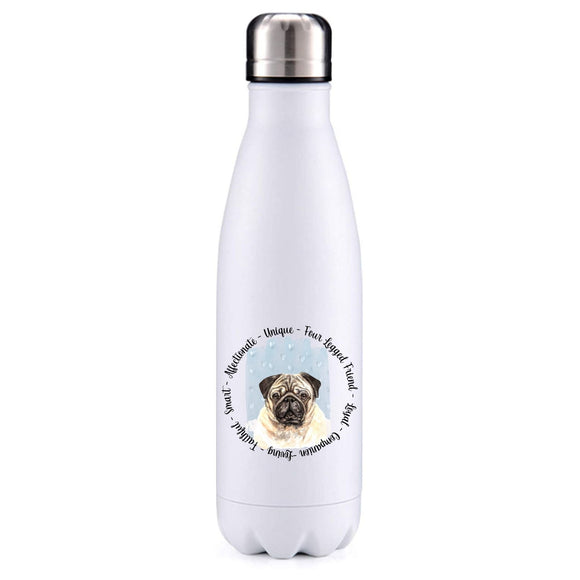 Pug blue insulated metal bottle