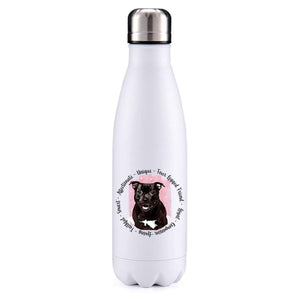 Staffordshire Bull Terrier (Staff) black pink Insulated Metal Bottle