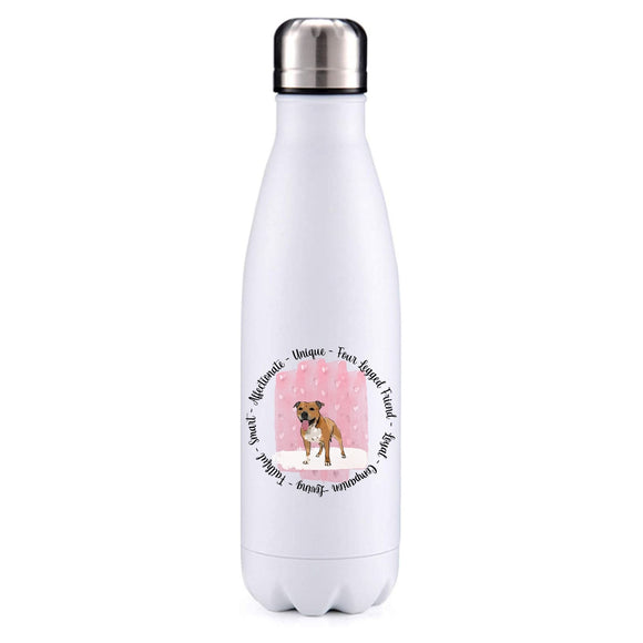 Staffordshire Bull Terrier (Staff) tan pink Insulated Metal Bottle