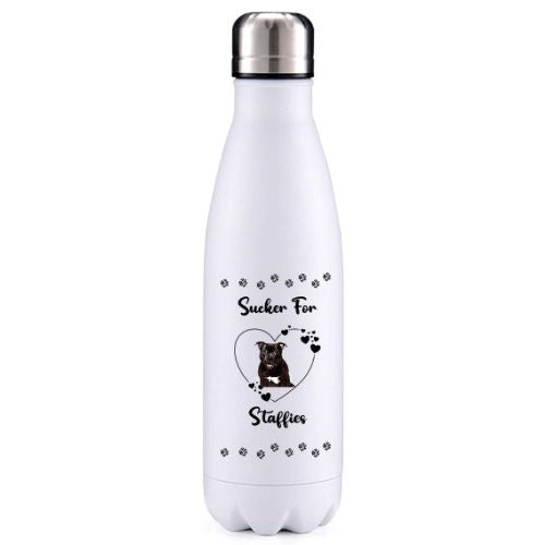 Sucker for Staffies Brown dog obsession insulated metal bottle
