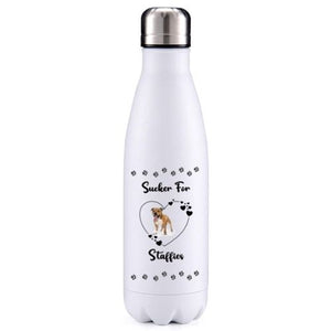 Sucker for Staffies Tan dog obsession insulated metal bottle