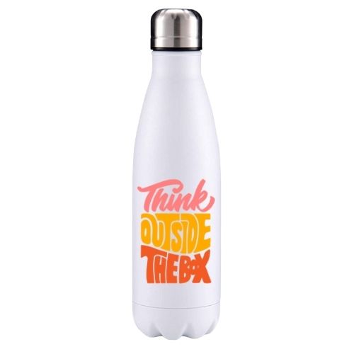 Think outside the box motivational insulated metal bottle
